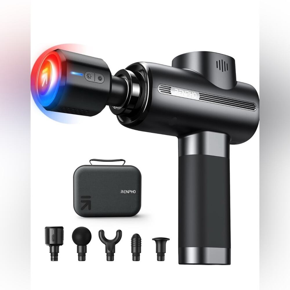 NEW Thermacool Deep Tissue Muscle Massage Gun Deep w/ Heat and Cold, Carry Case